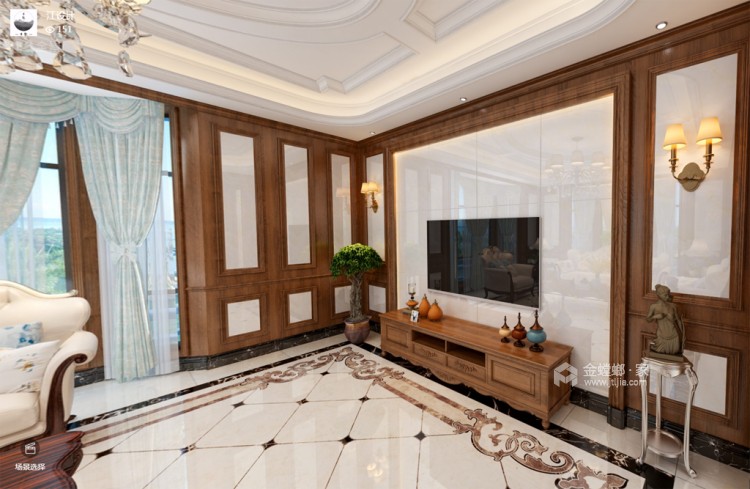 350平碧桂园观澜湾美式风格-碧桂园-客厅效果图及设计说明