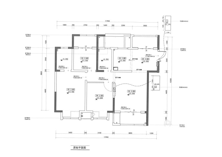 110平石湖湾现代风格-业主需求&原始结构图
