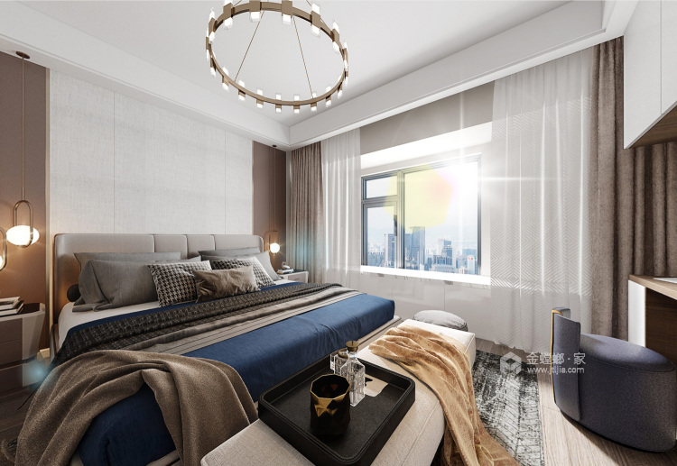 172平中央公园城现代风格-卧室效果图及设计说明