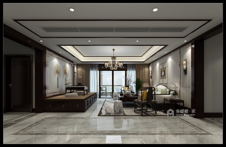 240平金鹰新中式风格-客厅效果图及设计说明