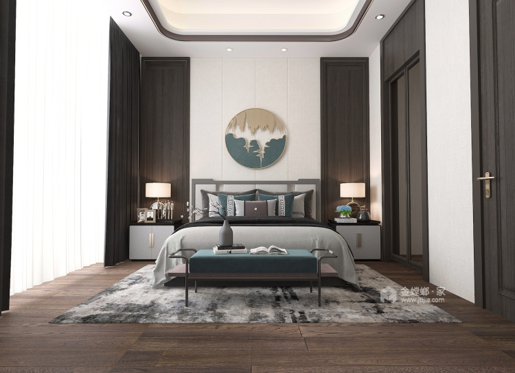 400平荣盛华府新中式风格-静-卧室效果图及设计说明
