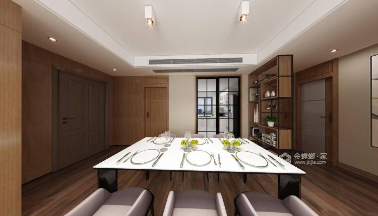 140平皖江一号现代风格-院梵之间-餐厅效果图及设计说明