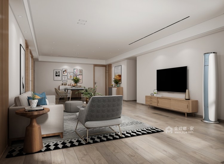 160㎡平湖秋月现代风格-平度-客厅效果图及设计说明