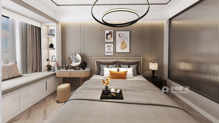 150平绿地中央广场现代风格-至简生活-卧室效果图及设计说明