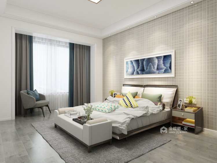 300平半岛城邦现代风格-简洁就是丰富-卧室效果图及设计说明