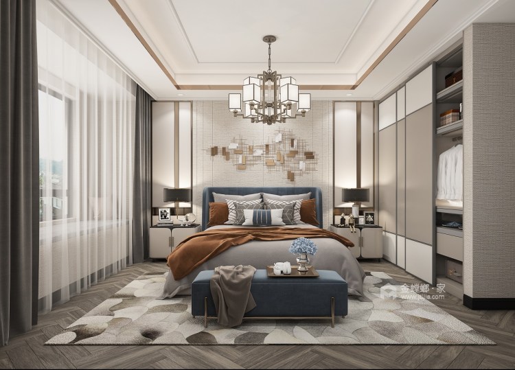 150平公园天下新中式风格-卧室效果图及设计说明