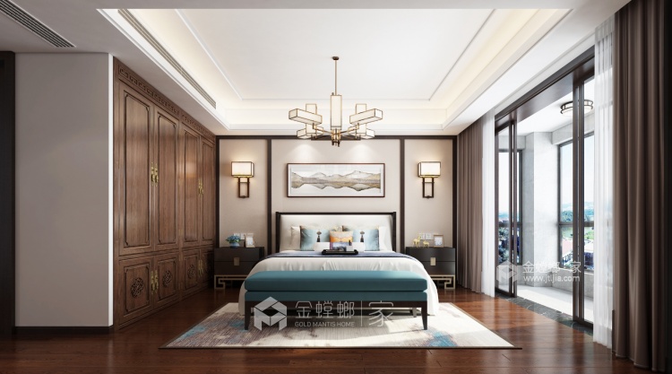 147㎡融侨中央花园新中式风格-卧室效果图及设计说明