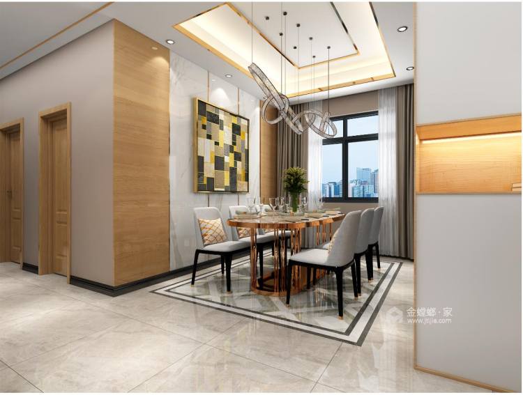 177平晓峰湖畔现代风格-轻奢-餐厅效果图及设计说明