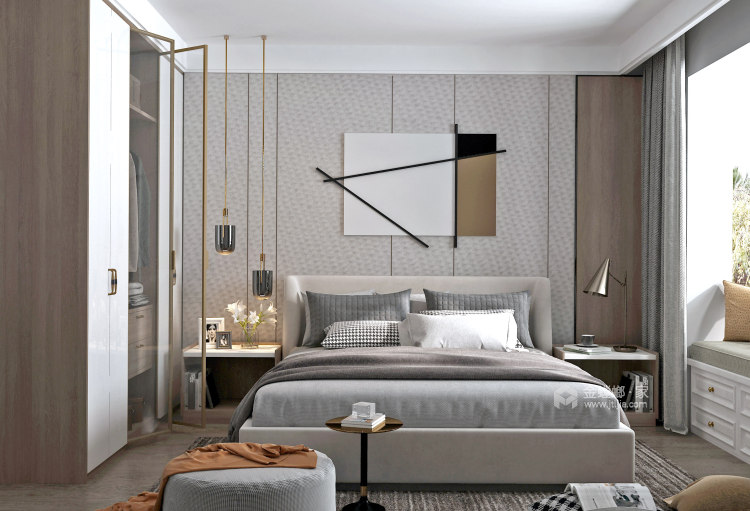 177平晓峰湖畔现代风格-轻奢-卧室效果图及设计说明