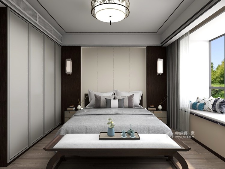 180平长江印新中式风格-卧室效果图及设计说明