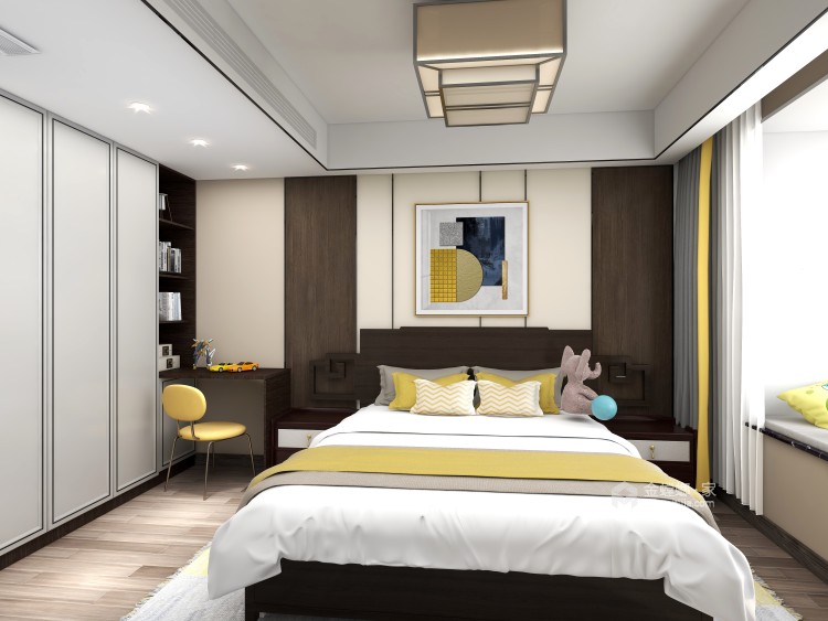 180平长江印新中式风格-卧室效果图及设计说明