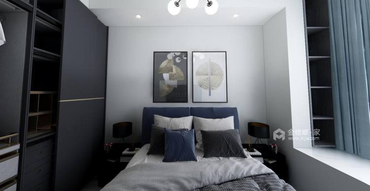 128平中心城四期现代风格-黑白灰风-卧室效果图及设计说明