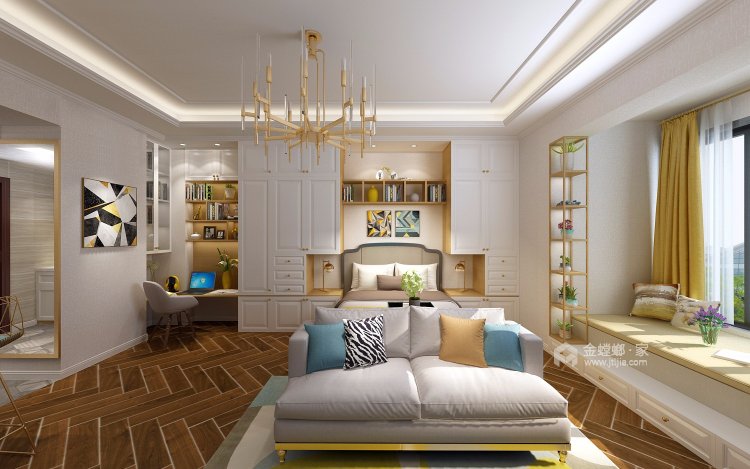 45平中央城现代风格-且听风吟-卧室效果图及设计说明