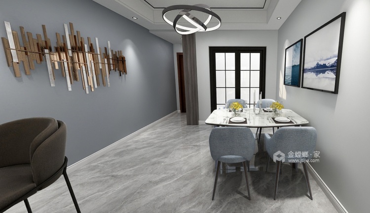 137平嘉州长卷现代风格-黑白灰风-餐厅效果图及设计说明
