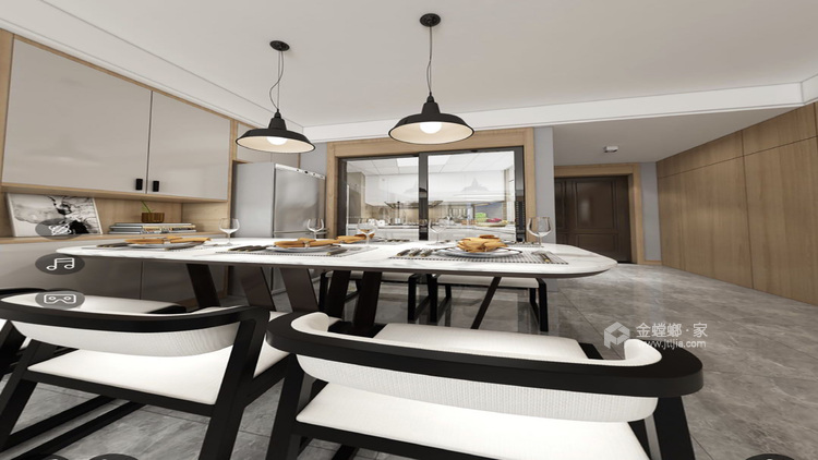 155平皇家花园现代风格-木质生活-餐厅效果图及设计说明