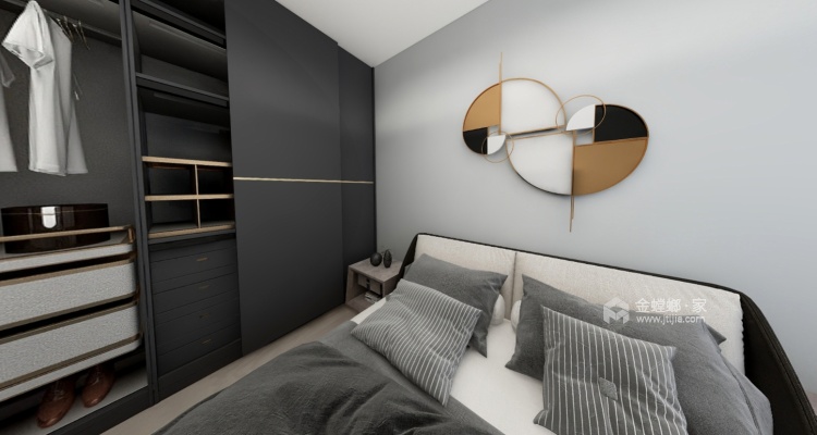 137平嘉州长卷现代风格-黑白灰风-卧室效果图及设计说明