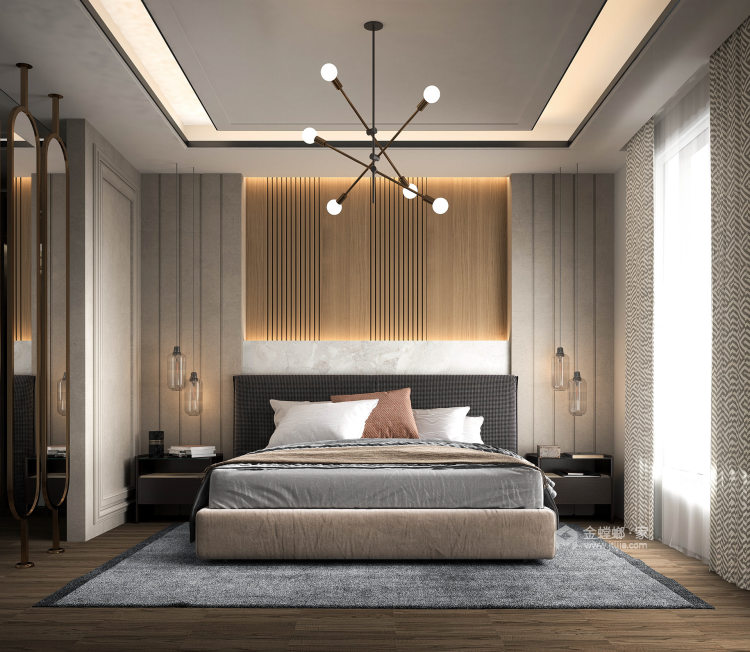 175平文化翡翠园现代风格-轻奢-卧室效果图及设计说明