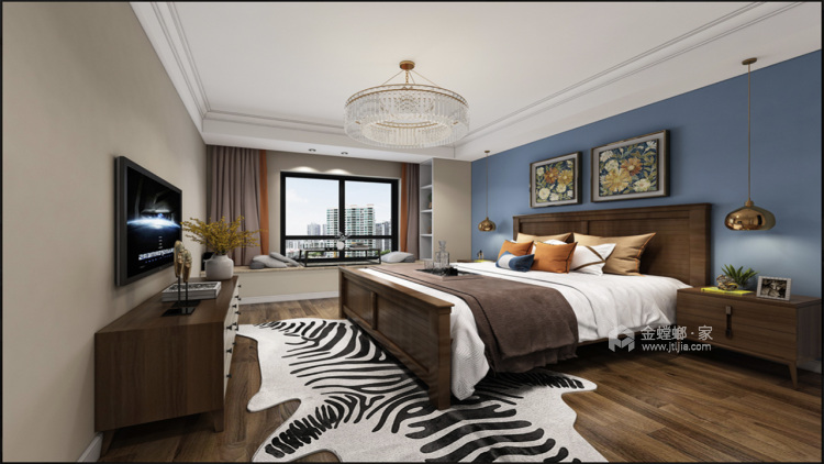 125平碧桂园美式风格-温馨小家-卧室效果图及设计说明
