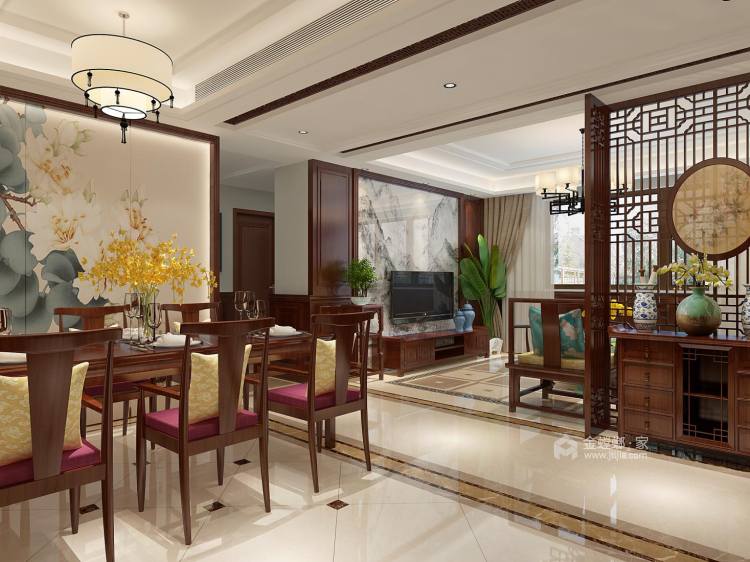 137平苏武公寓中式风格-餐厅效果图及设计说明