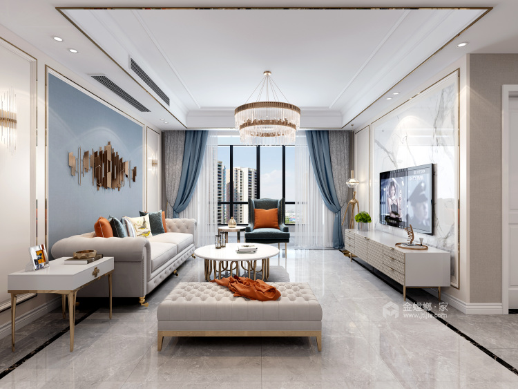 180平西子诚园简美风格-客厅效果图及设计说明