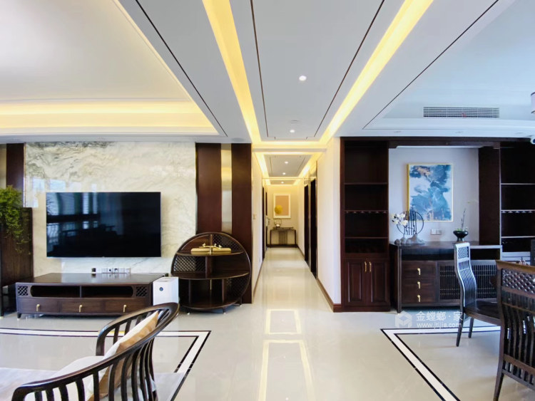 200平碧桂园钻石湾新中式风格-客厅效果图及设计说明