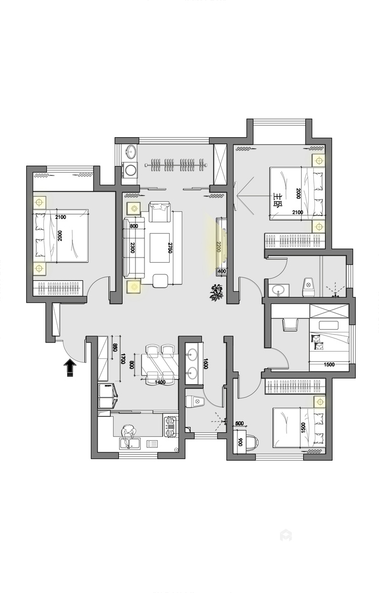 140平长顺家园现代风格-平面布置图