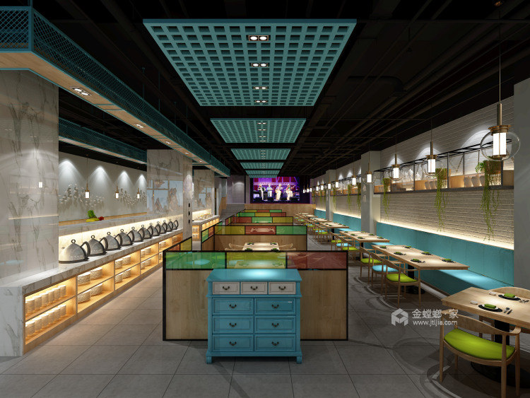 800平金桂大厦现代风格-西雅图餐厅-餐厅效果图及设计说明