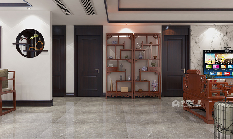 130平正商城新中式风格-白·明-客厅效果图及设计说明