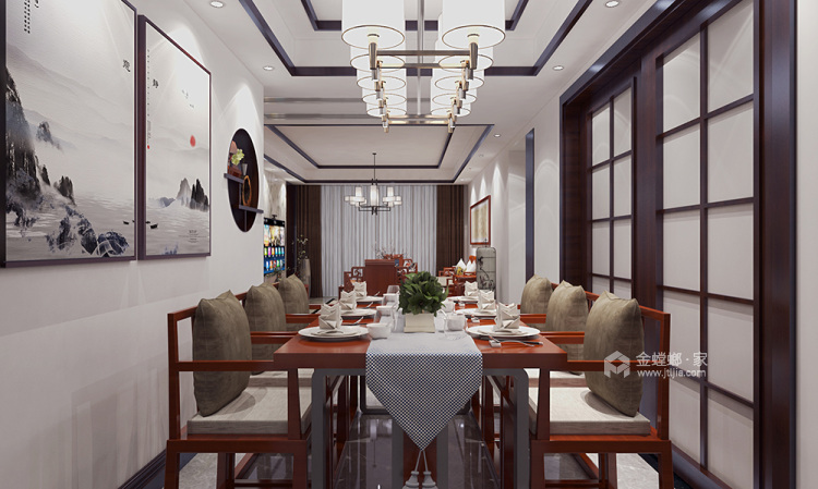130平正商城新中式风格-白·明-餐厅效果图及设计说明
