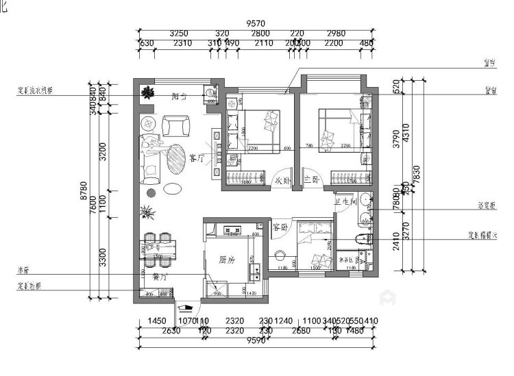 107平融创中心现代风格-宜室宜家-平面设计图及设计说明