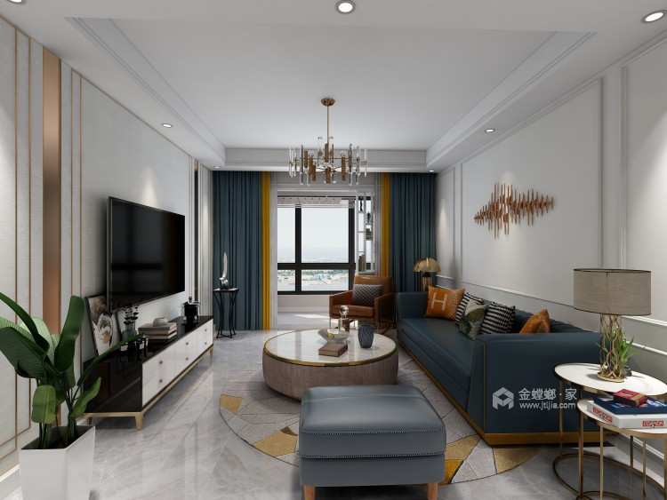 117平维多利亚三期现代风格-简易空间-客厅效果图及设计说明