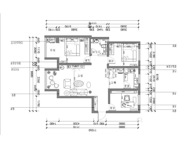 110平玫瑰湾现代风格-简约-平面设计图及设计说明