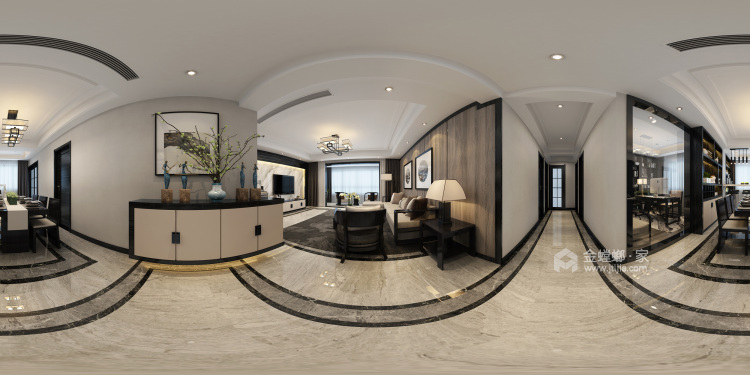 160平明发国际现代风格-客厅效果图及设计说明