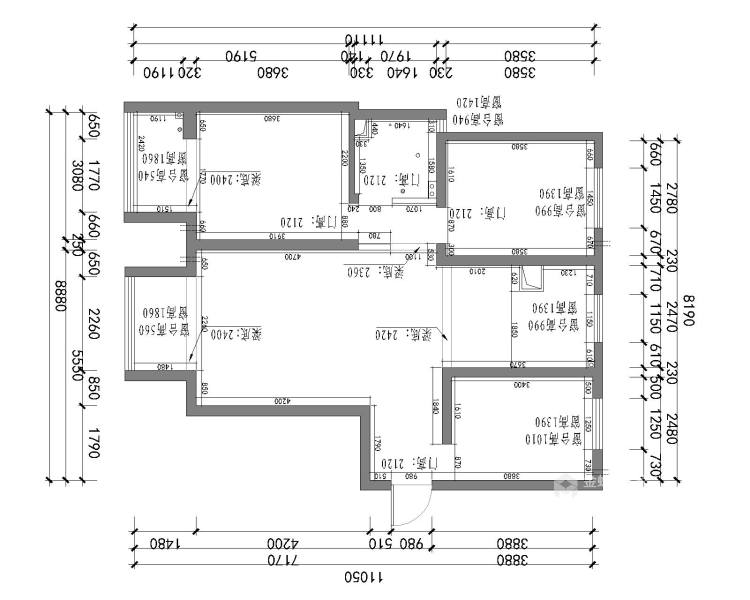 110平玫瑰湾现代风格-简约-业主需求&原始结构图