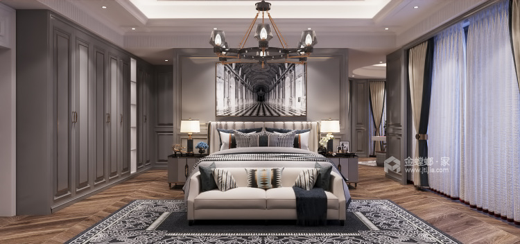 600平碧桂园钻石墅美式风格-高奢豪宅，纯正美式定制-卧室效果图及设计说明