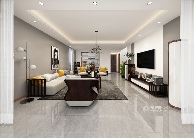 263平东辰壹号院现代风格-实用生活-客厅效果图及设计说明