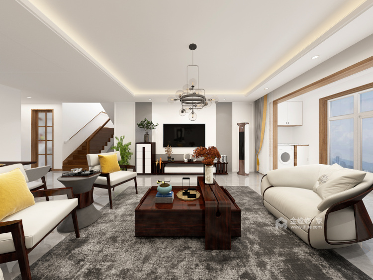 263平东辰壹号院现代风格-实用生活-客厅效果图及设计说明