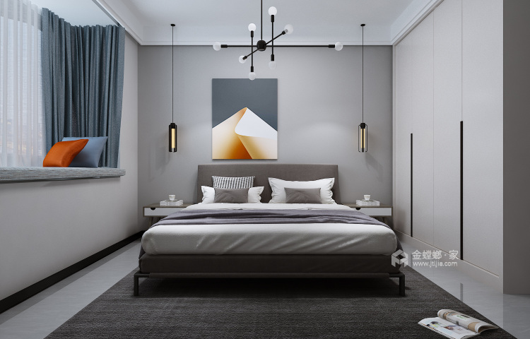 129平奥体花园现代风格-简约-卧室效果图及设计说明
