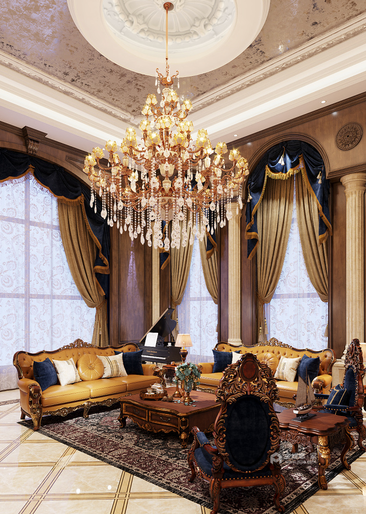 600平碧桂园钻石墅美式风格-高奢豪宅，纯正美式定制-空间效果图