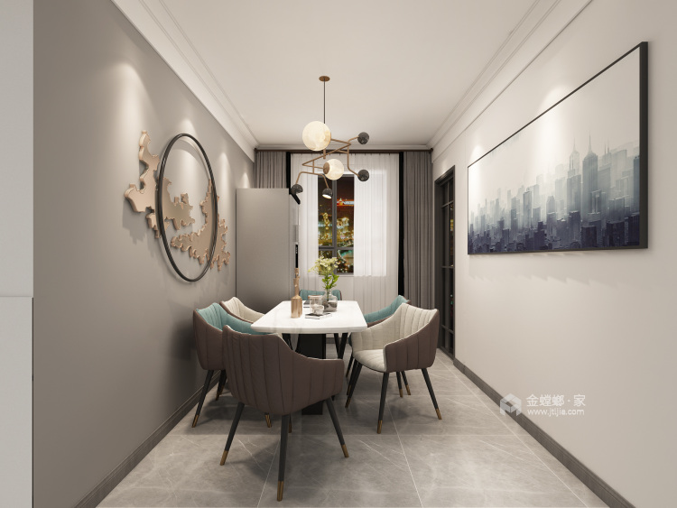 125平梧桐印象现代风格-三室单身主义-餐厅效果图及设计说明