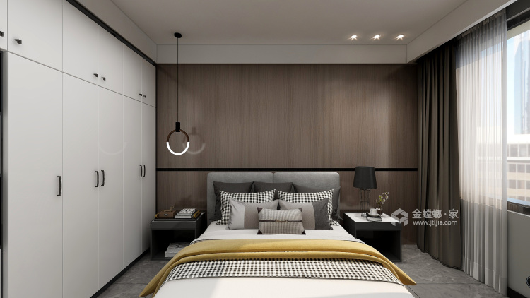 170平绿地商务城现代风格-黑白灰极简高级感雅居-卧室效果图及设计说明