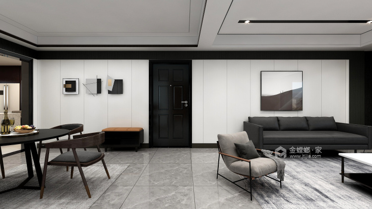 170平绿地商务城现代风格-黑白灰极简高级感雅居-餐厅效果图及设计说明