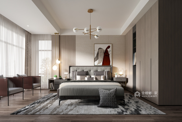 300平水月周庄高奢现代设计-演绎优雅生活范本-卧室效果图及设计说明