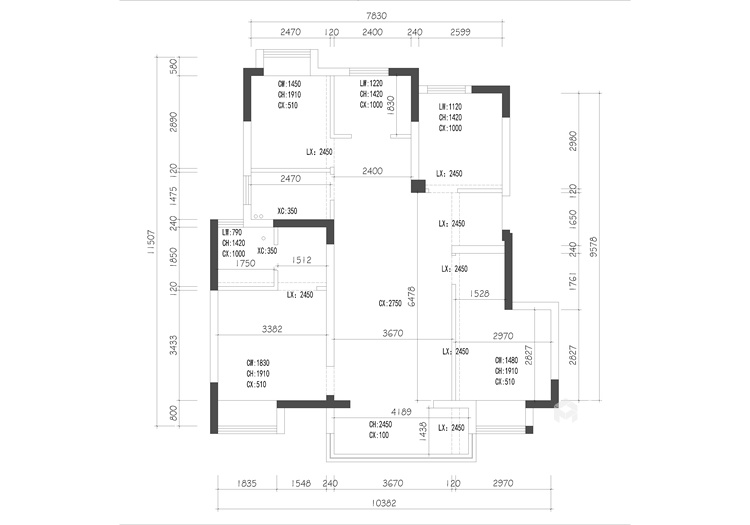 115平江南府中式风格-业主需求&原始结构图