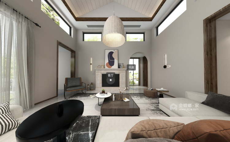 136平十里江南中式风格-温润木质，营造治愈而优雅的灵魂居所-客厅效果图及设计说明