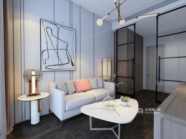 300平静安府现代风格-大气下叠家居设计-卧室效果图及设计说明
