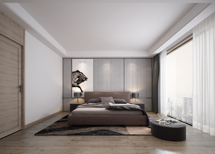 299平石湖天玺现代风格-理想家-卧室效果图及设计说明