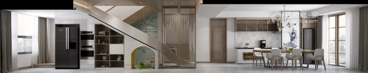 299平石湖天玺现代风格-理想家-客厅效果图及设计说明