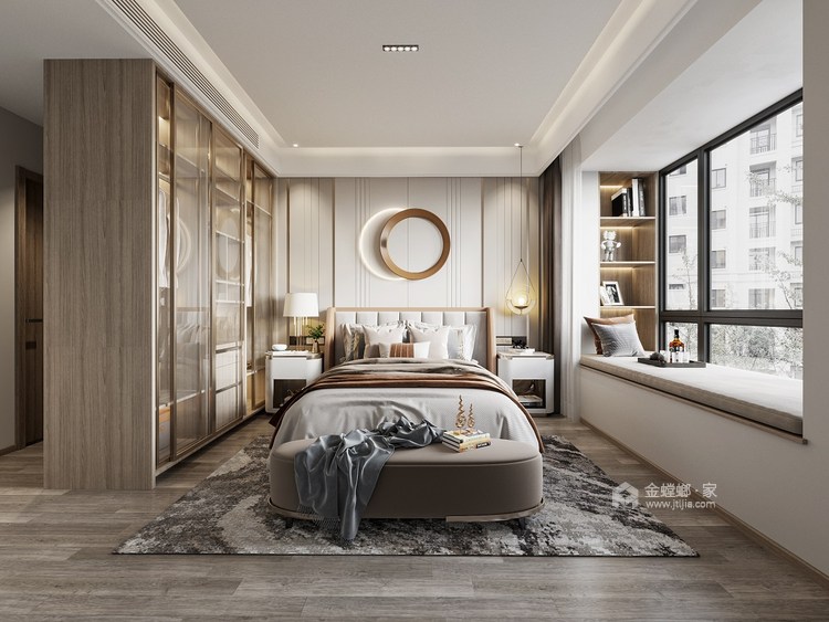 147平美的公园天下现代风格-轻奢精致家-卧室效果图及设计说明