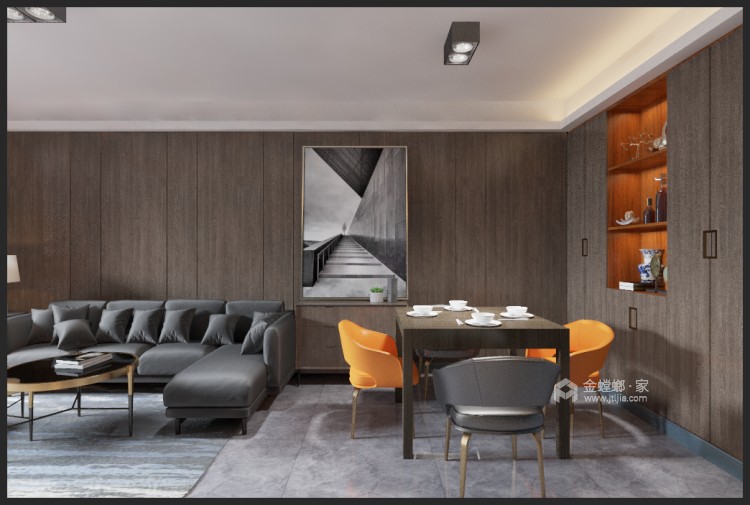 128平海河湾现代风格-刹那芳华-餐厅效果图及设计说明